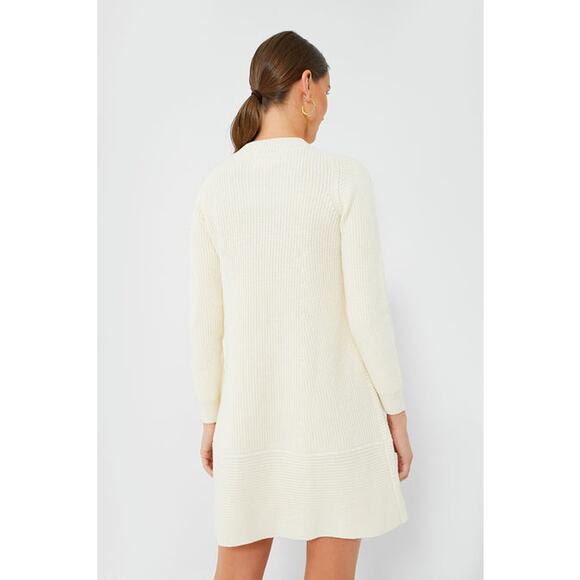 NWT Pomander Place Cream Ribbed Ainsley Knit Effortless Preppy Sweater Dress L - Picture 3 of 10